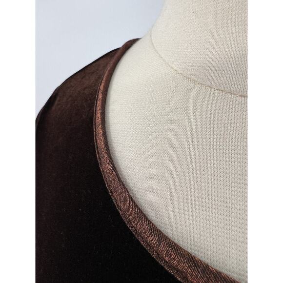 Vtg Carol Little Dark Brown Velvet Stretch Mini Dress M Y2K 90s Goth Grunge - Picture 5 of 8